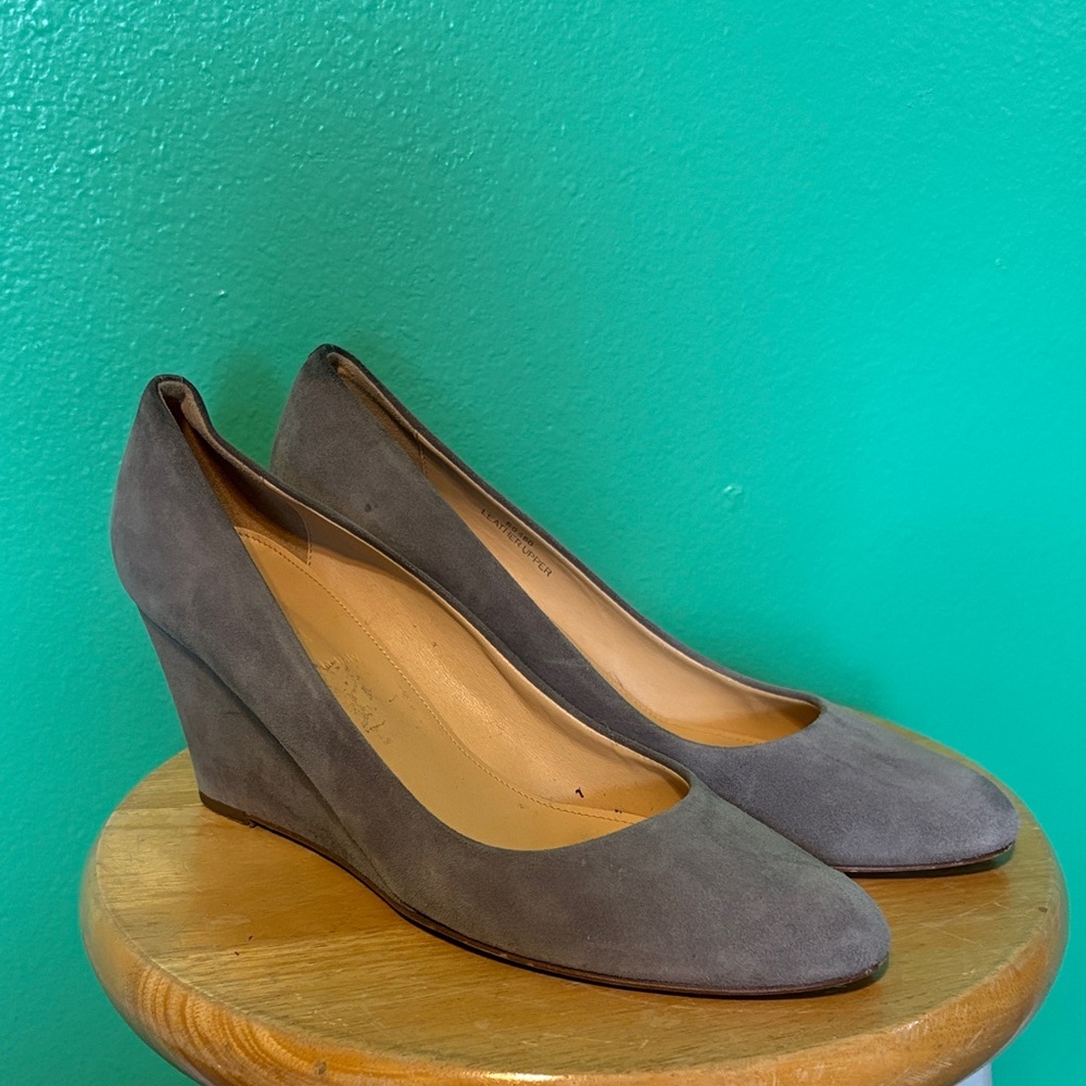 J. Crew Gray Suede Wedge Heels